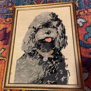 Framed Vintage Dog Needlepoint